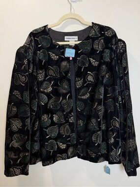 Vintage Chimney Ridge II Velvet Leaf Print Evening Jacket Size 46